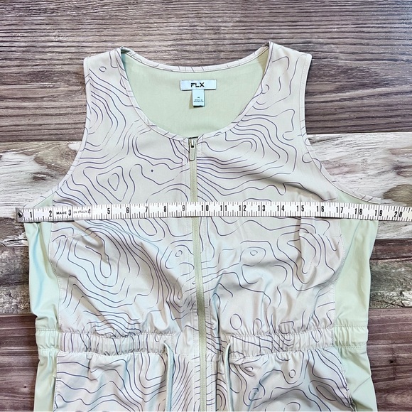 FLX NWOT Woven Tank Dress with Built In Shorts Medium Activewear Sage Topography - Picture 16 of 16